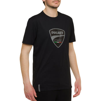 T-shirt nera da uomo con maxi-logo sul petto Ducati Corse Eros, Abbigliamento Sport, SKU a722000179, Immagine 0